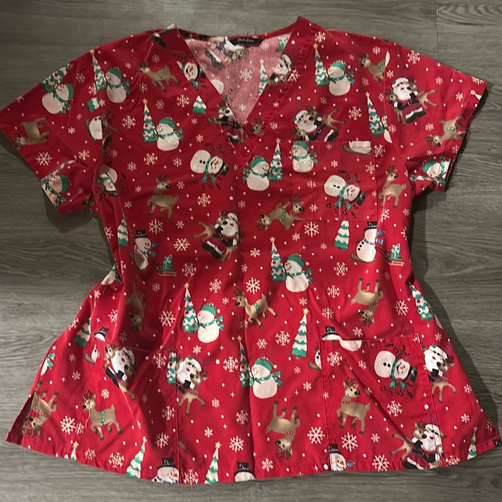 Glitter Snowman Scrub Top ☃️
